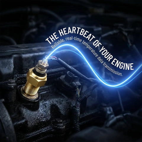 Brass Npt 1/8 Oil And Coolant Temperature Sensor Built Rock Solid For Fast Truck Fixes Perfect Gauge Reading And Easy Install Under The Hood installed on engine.