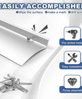 Installation steps for Game Changer 3 Pack 40 Inch Silver Anodized Aluminum Rain Drip Guards with screws and pre-drilled holes.