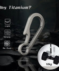 Black Titanium Carabiner Keychain With Quick Release Clip And Bottle Opener Small 2 Inch Key Clip shown with weight details
