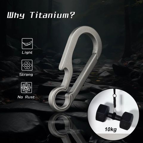 Black Titanium Carabiner Keychain With Quick Release Clip And Bottle Opener Small 2 Inch Key Clip shown with weight details
