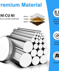 600 Pieces Round Neodymium Magnet Set In 8 Sizes For Home Office School Crafting Hobbies And DIY Woodworking Great For Fridge Display Miniatures And Base Projects, nickel coated