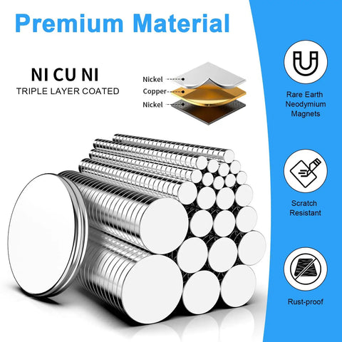 600 Pieces Round Neodymium Magnet Set In 8 Sizes For Home Office School Crafting Hobbies And DIY Woodworking Great For Fridge Display Miniatures And Base Projects, nickel coated