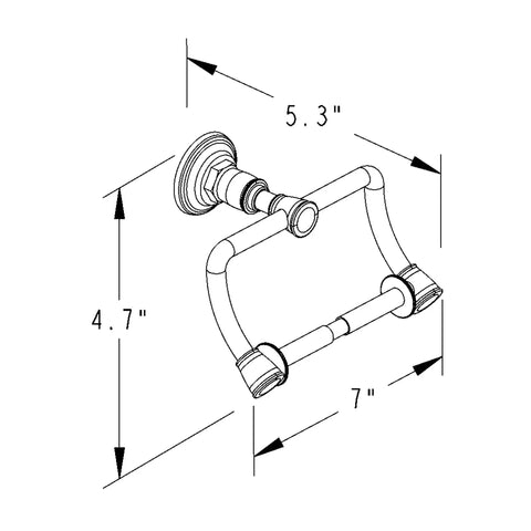 Diagram of Toilet Paper Holder With Glass Shelf In Polished Nickel Solid Brass Build Durable Mounting Hardware Keeps Your Bathroom Neat Modern Look Easy Install Today, showing dimensions.