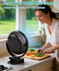 Massive 40000mAh Clip On Fan With Light 2 In 1 Portable USB Rechargeable Fan used in kitchen for cooling during cooking