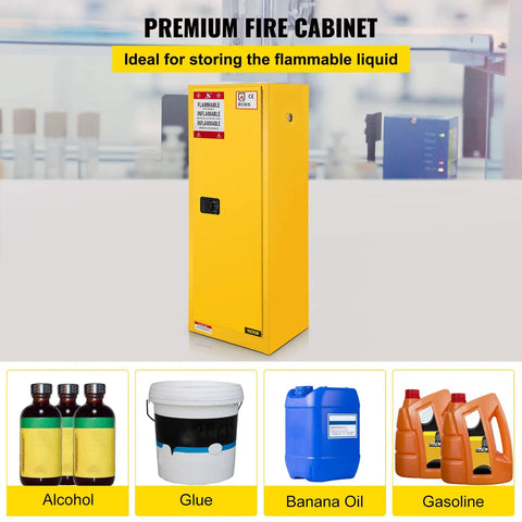 Flammable Storage Cabinet 18 By 18 By 35 Inches Galvanized Steel Safety Cabinet With Adjustable Shelves Yellow Built Tough