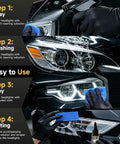 Headlight Restoration Kit With Cleaner And Ceramic Sealant For 10x Brighter Lights Removes Yellow Haze And Cloudiness process steps