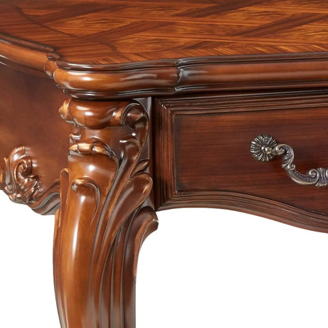 Heavy Duty Cherry Oak Finish Executive Desk Legs To Instantly Level Up Your Office Setup With A Smooth Real Wood Look That Looks Totally Fresh And Built To Last Forever, showcasing carved scroll detail.