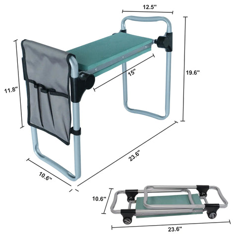 Heavy Duty Foldable Garden Kneeler And Seat Stool With Tool Pocket And Soft EVA Kneeling Pad For Seniors And Garden Lovers