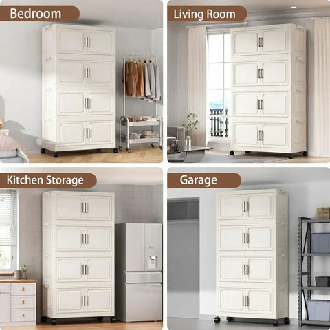 Huge Six Pack Modular Stackable Storage Cubes With Rollers And Lids Collapsible Foldable Container Bins For Closets Bedrooms Heavy Duty Room Organization No Cap Game Changer