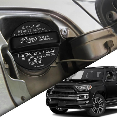 Gas Cap Replacement 77300-06040 for Toyota Scion and Lexus, shown installed on vehicle with 4Runner model in the foreground