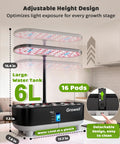 16 Pod Vertical Hydroponics Grow System for Indoor Garden Dope Kit With LED Grow Light and Smart Water Circulation