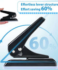 Heavy Duty Single Hole Punch For 0.25 Inch Holes, 30 Sheet Capacity, ergonomic lever, black, handheld view