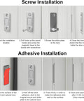 Ultra Thin Magnetic Cabinet Latch No Drill 10 Pack instructions for screw and adhesive installation methods on a cabinet door.