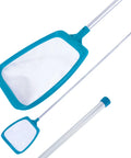 Six Foot Leaf Skimmer Net With Four Aluminum Pole Sections For Pools Spas And Ponds Ultra Fine Mesh Debris Cleanup Tool shown