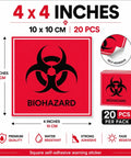 Straight Fire Heavy Duty Waterproof Biohazard Warning Stickers Big Time Visibility 4X4 Inch Decals, 20 pack of self-adhesive safety labels.