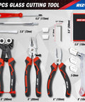 Heavy Hitter Glass Cutting Tool Kit With Universal Heads For Stained Glass And Craft Projects No Sweat Running Pliers Smooth Tile Breaker Reliable Grip Build in 13 piece set.