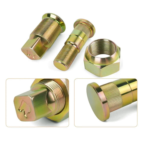 Sweet 6PC Wheel Nuts Stud Kit Fits Rear Left Side For Isuzu NPR NPR HD NQR NRR Trucks Replaces 8-97147-614-2 And 8-97359-810-0 Plugs Right In. gold wheel nut studs and hex nut set, threaded steel