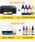 Easy At-Home Iron-On Heat Transfer Paper For White And Light Fabrics Inkjet Compatible, showing compatible inkjet printer and regular ink.