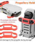 Propeller holders from DJI Mini 2 Series Drone Accessories Kit securing drone propellers.