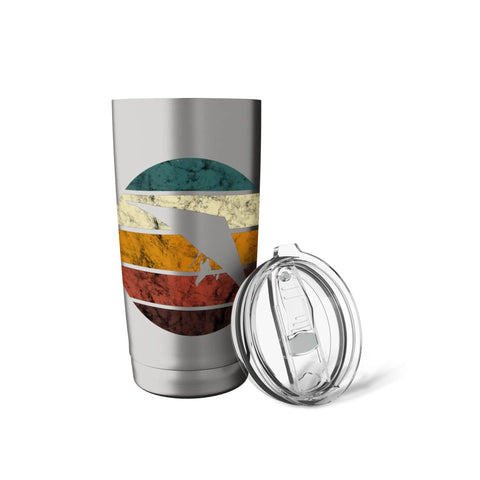 Hang Gliding Retro Flying Vintage Hang Glider Stainless Steel Insulated Tumbler with colorful design and clear lid
