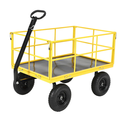 3 In 1 Steel Garden Wagon Cart Workhorse With 1500 Lb Capacity For Yard And Farm Converts To Fence Cart Flatbed Or Tow Trailer
