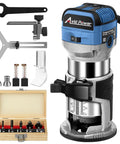 Compact Wood Router With Fixed Base And Edge Guide For Precise Edges, 6.5 Amp Power, 1.25 HP, Variable Speed 10,000 To 32,000 RPM, Includes Trim Router Bits, Roller Guide, And Dust Hood For Clean, Smooth Cuts