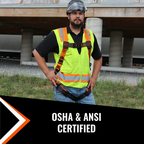 Construction worker wearing Javelina Fall Protection Safety Harness For Construction Pros Worksite Ready Pro Grade Comfort