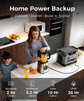 Hella Durable 2083Wh Solar Generator Pumping 2400W of Smooth Juice Through kitchen scene with blender and family.