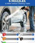 Heavy Duty 5000 PSI Short Pressure Washer Gun With Swivel Inlet And Extension Wand Five Nozzles M22 Connectors Car Wash Kit