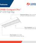 Compact Pro LED High Bay Light Ultra Bright 24,000 Lumens 5000K Daylight Dimmable 120-277V features with engineered optics.