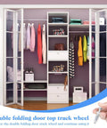 8 Piece Spring Loaded Bi Fold Door Hardware Kit For Closet Doors Easy Install Stainless Steel Folding Doors Top Roller Guide Wheel And Top Pivot Bifold Repair Kit DIY Friendly used for closet door installation.