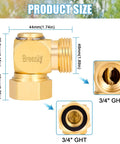 Top Notch Garden Hose Swivel Elbow Connector 90 Degree Brass Pipe Fittings Replacement Part With Washers Screen And Teflon Tape No Kink Leak Free Watering 1 Piece, 3/4" GHT brass