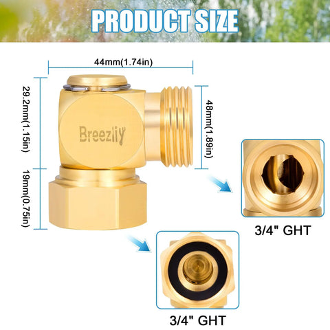 Top Notch Garden Hose Swivel Elbow Connector 90 Degree Brass Pipe Fittings Replacement Part With Washers Screen And Teflon Tape No Kink Leak Free Watering 1 Piece, 3/4" GHT brass