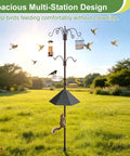 94 Inch Garden Bird Feeding Station Kit With Heavy Duty Metal Squirrel Baffle Seed Tray And Mesh Basket installed in a yard