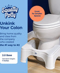 Toilet Stool 2.0 Base 7 Inch White for Natural Elimination next to toilet in bathroom setting