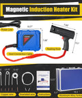 Magnetic Induction Heater Kit: blue 1800W unit with handheld heating gun, four coils, power line, and aluminum storage case