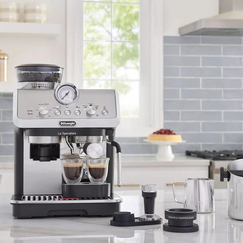 Killer Home Barista Setup Featuring Precision Conical Burr Grinder And Auto Milk Frother For Slick Bean To Cup Espresso.