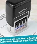 Top Shelf Self Inking Date Stamp For Office Desk With Smooth As Butter Rolling Feel And Crisp Red Ink Stamps Featuring Twelve Year Enduring Bands on paperwork.