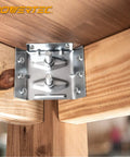 Heavy Duty Surface Mount Corner Brackets 4Pack With Hardware Screws Nuts And Bolts, metal joint connecting wooden table legs.