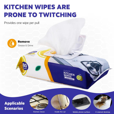 Heavy Duty Kitchen Cleaning Wipes For Microwave Air Fryer Stove And Cooktops All Purpose Appliance Cleaner Cloths front view.