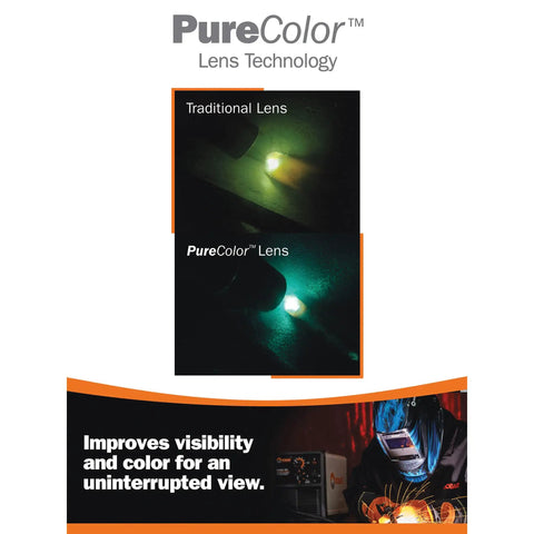 Comparison of Traditional Lens vs PureColor™ Lens in Auto-Darkening Welding Helmet With Three Independent Arc Sensors, Grind Mode