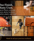 Real Deal Universal Surface Finish For Wood Leather Plastic Vinyl And Metal That Is Straight Up Waterproof And Food Safe While Acting As A Hella Solid Solvent Free Non Toxic Protection Layer Inside A Handy Four Ounce Jar For Instant Glow Ups, applied on various surfaces including wood and leather.