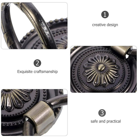 Close-up view of Brass Single Hole Drawer Pull Handle for Cabinets and Doors Vintage Wardrobe Knob With Retro Vibe showing details.