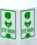 9-Gallon Eyewash Station With Wall Mounted V Sign, OSHA ANSI Compliant, Gravity-Flow Design, high-visibility green symbols