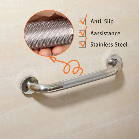 2 Pack 12 Inch 304 Stainless Steel Shower Grab Bars, Anti Slip Handicap Handrails, 1.25 Inch Diameter bathroom safety rail.
