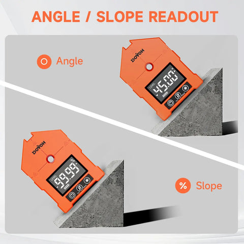 Pro Grade Three In One Digital Angle Finder With Laser And Digital Level Gauge For Woodworking And DIY Projects, Precise Angles, Clear Laser Line Projection, Compact And Easy To Use, A Must Have Handy Tool angle and slope readout on concrete block