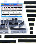 190Pcs 2.54Mm Single Row Straight Female Pin Headers Assortment Kit with box and pin options for Arduino prototyping.