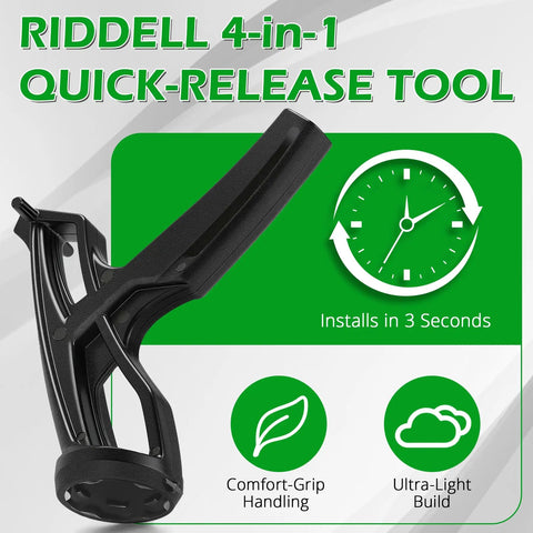 SpeedFlex Football Helmet Quick Release Tool Kit with black Riddell 4-in-1 tool, comfort grip, and quick installation features