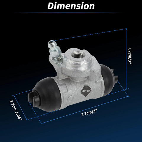 Beef Up Your Brake Job With This Rear Brake Wheel Cylinder For Toyota Celica 2003 2004 2005, Corolla 2003 2008, Scion xB 2004 2006, Prius 2003 2009, Yaris 2007 2017 Drum Brake Cylinder W6 OE Replacement showcasing dimensions