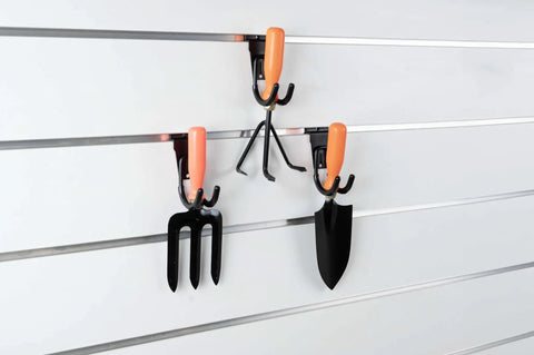 Premium Heavy Duty Slatwall Hooks And Hangers Set 20 Pack For Garage Storage And Organization Single And Double Hooks Proslat Compatible Slatwall Accessories Works With Crownwall StoreWALL HandiWall And More holding tools